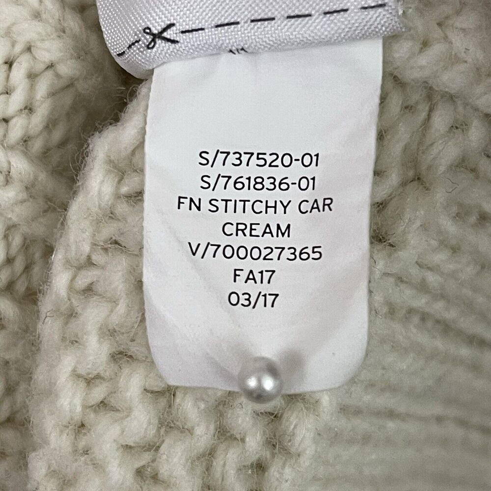 Gap Sweater Womens Small Cream Wool Blend Open Front Long Cardigan Rib Knit - Picture 9 of 11
